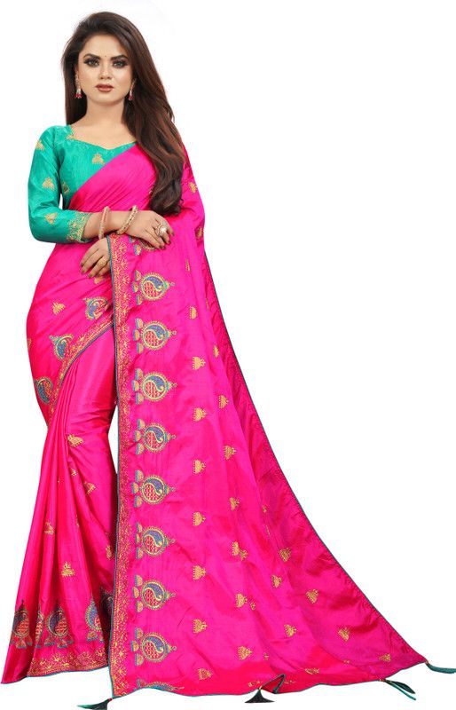 Assam Silk Silk Blend Saree  (Pink)