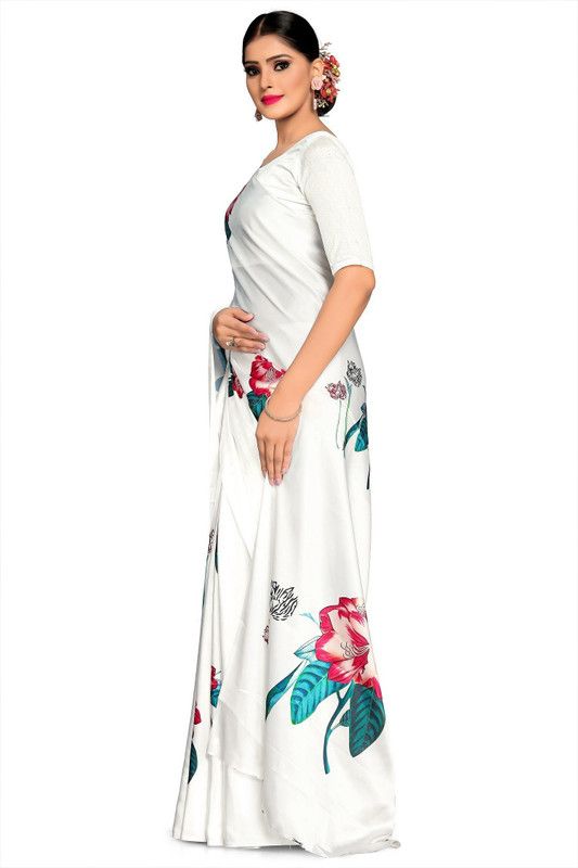 Digital Print Bollywood Silk Blend Saree  (Purple)