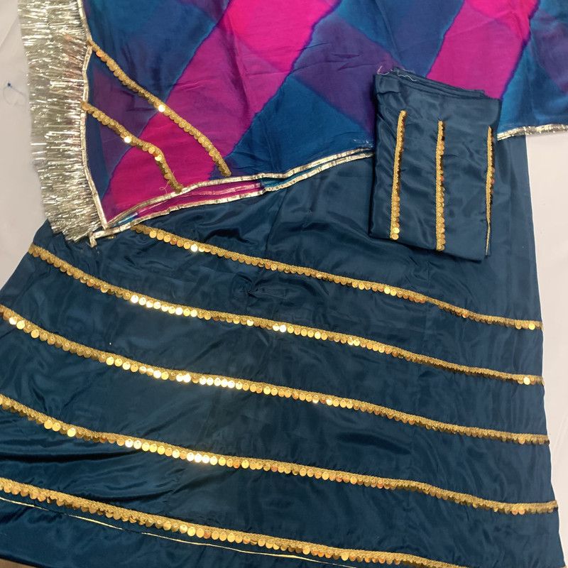 Embroidered Semi Stitched Rajasthani Poshak  (Dark Blue)