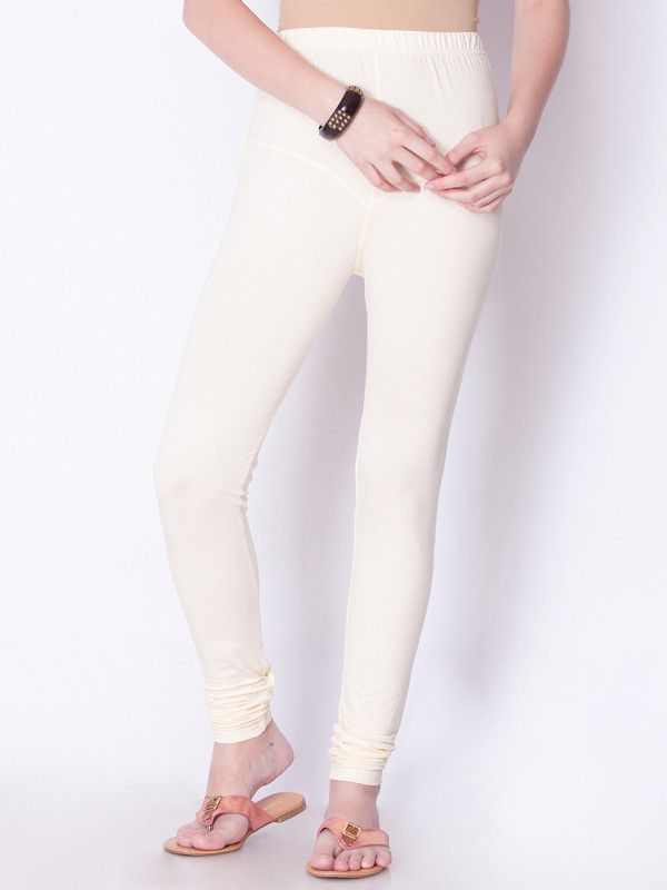 La Melodia Churidar Western Wear Legging  (White, Solid)
