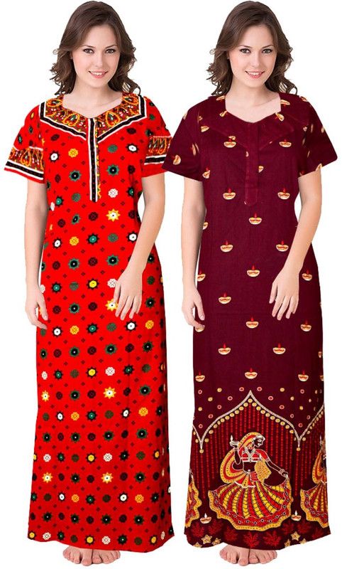 Women Nighty  (Red, Maroon)