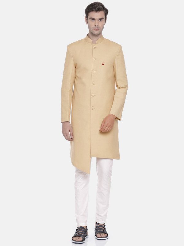 The Indian Garage Co. TIG-SP18-NJ02-06-Beige Solid Sherwani