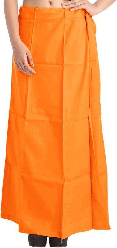 Orange Readymade Sari Inner Wear/Inskirt Cotton Blend Petticoat  (Free)