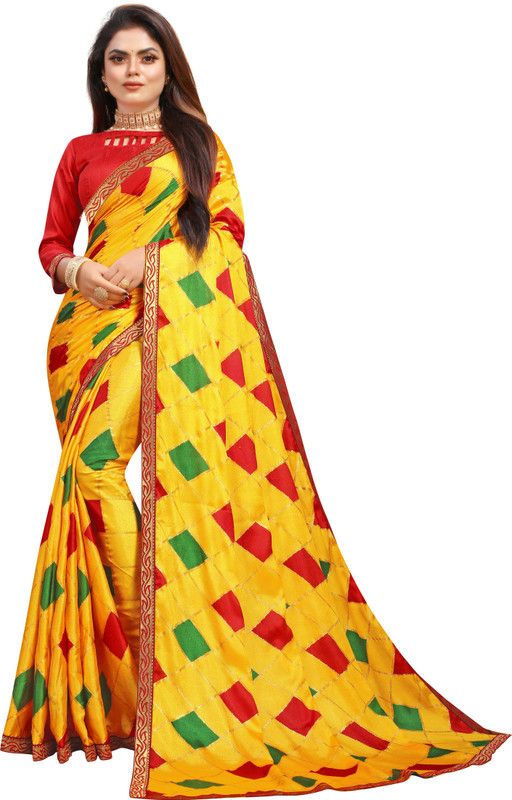 Fashion Crepe Saree  (Yellow)