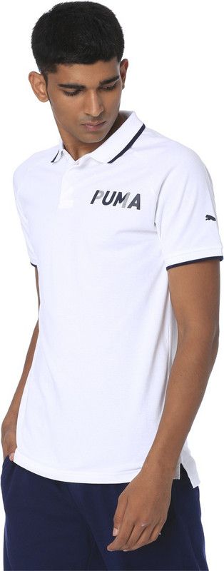 Modern Sports Polo Men Solid Polo Neck Cotton Blend White T-Shirt