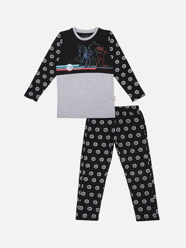 Boys Night Suit Set Multicolor Graphic Print
