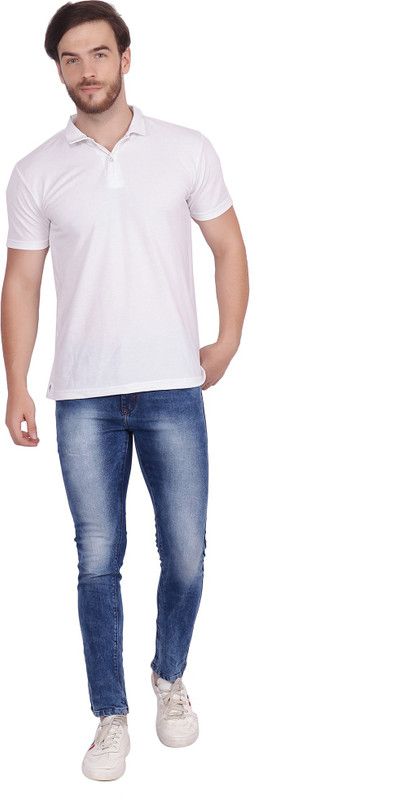 Men Solid Polo Neck Reversible Pure Cotton White T-Shirt