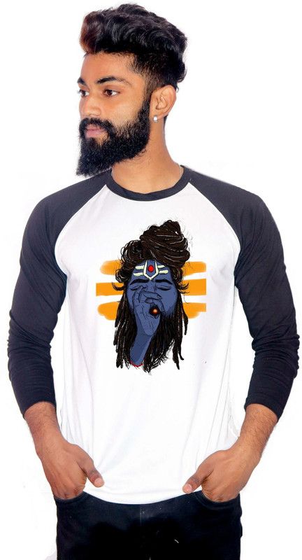 REGAL Men Printed Round Neck Polyester Dark Blue, White T-Shirt