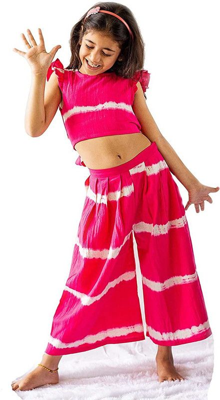 Baby Girls Casual Choli Dhoti Pant  (Pink)
