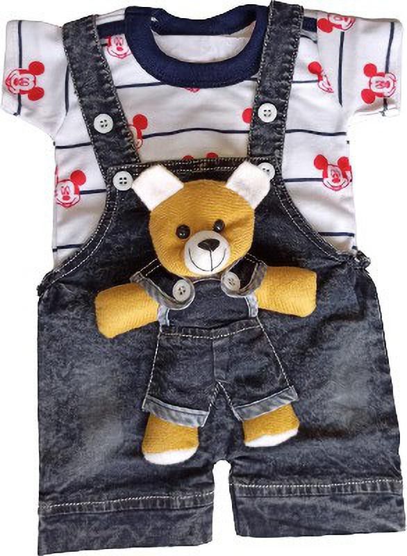 Dungaree For Baby Boys & Baby Girls Casual Applique, Printed Cotton Blend  (Multicolor, Pack of 1)