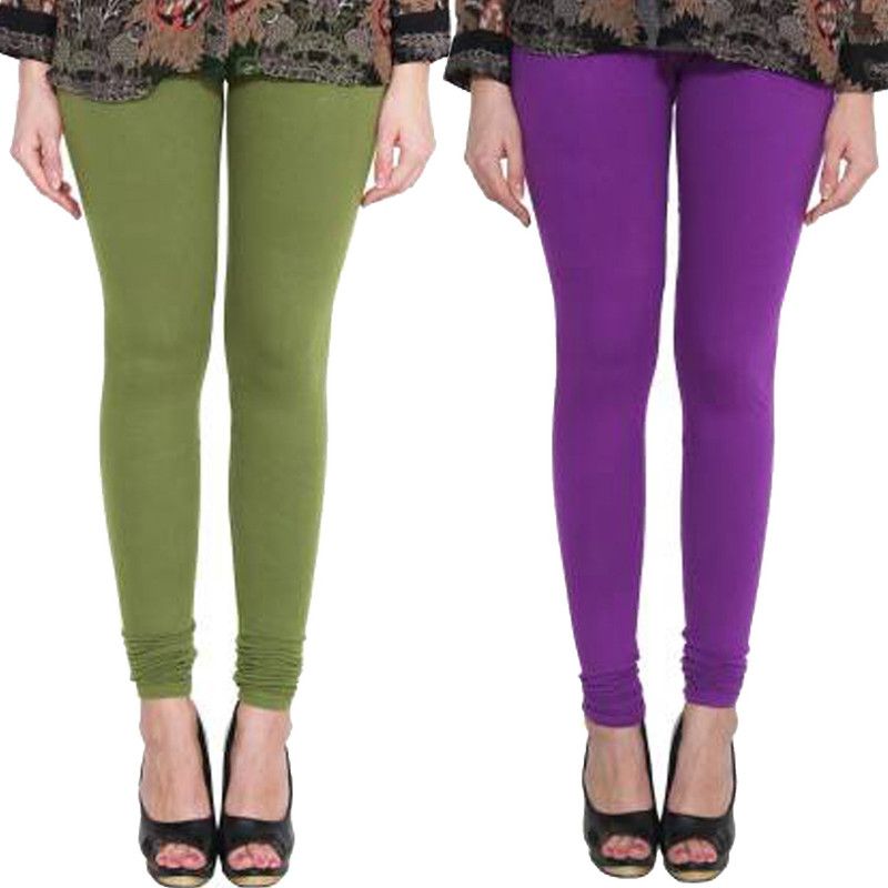 Ethnic Wear Legging  (Purple, Green, Solid)