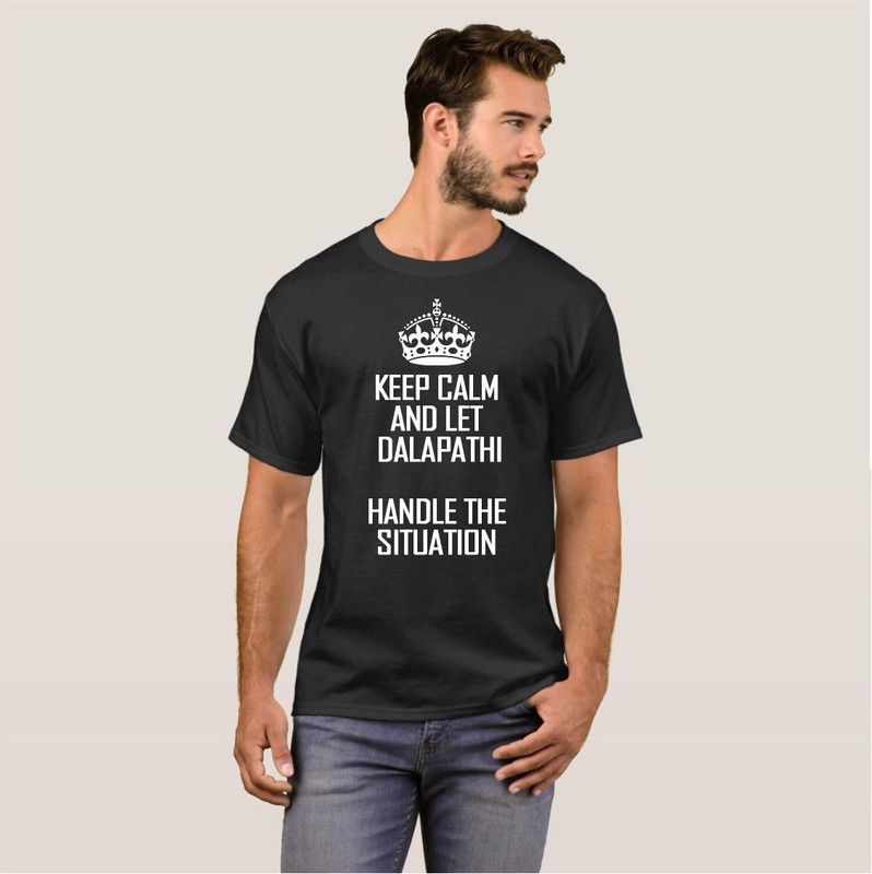 Dalapathi KEEP CALM OFFICE COLLEGE Stylish Fashion V07 Men Printed Round Neck Cotton Blend Black T-Shirt