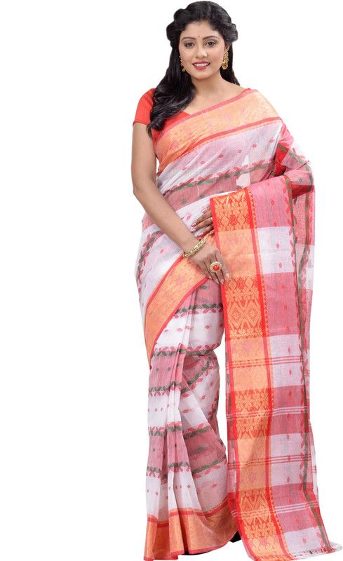 Checkered Bollywood Pure Cotton Saree  (Multicolor)