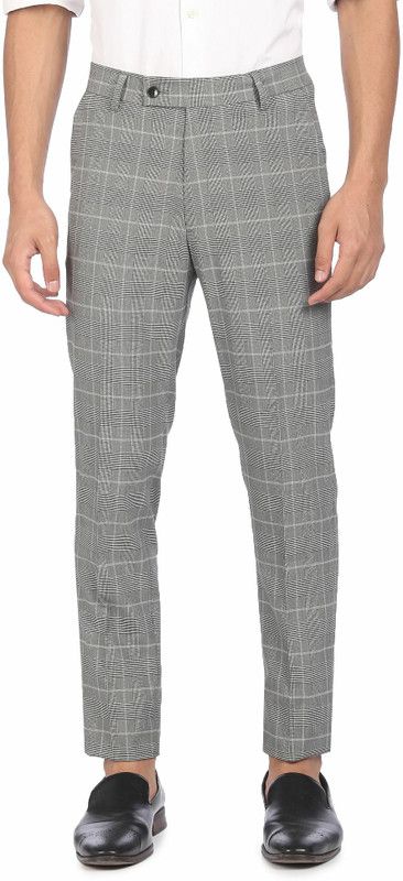 Smart Flex Men Skinny Fit Grey Viscose Rayon Trousers