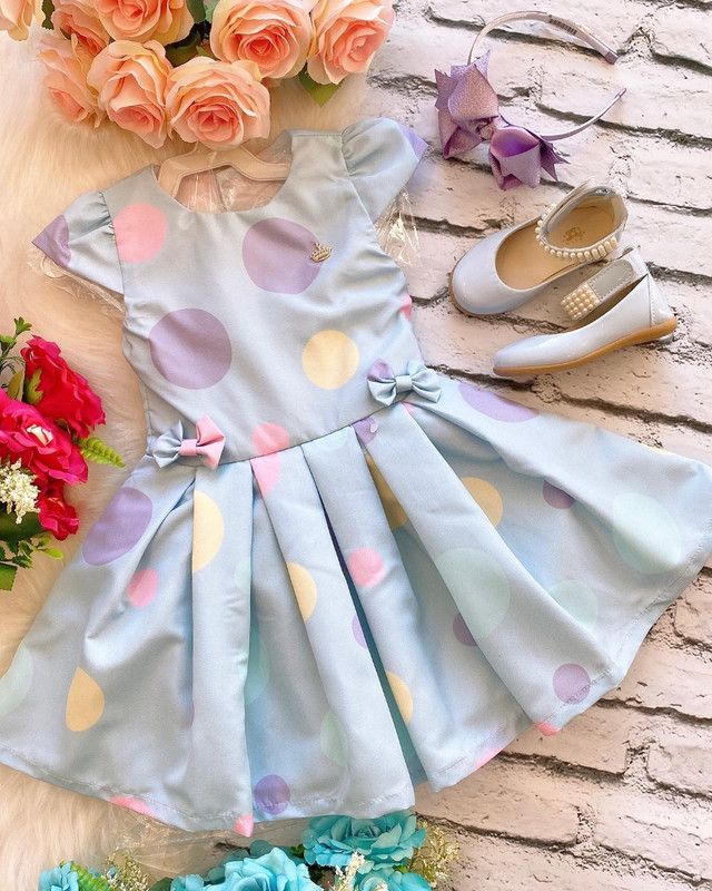 Barbie Girls Midi/Knee Length Party Dress  (Blue, Short Sleeve)