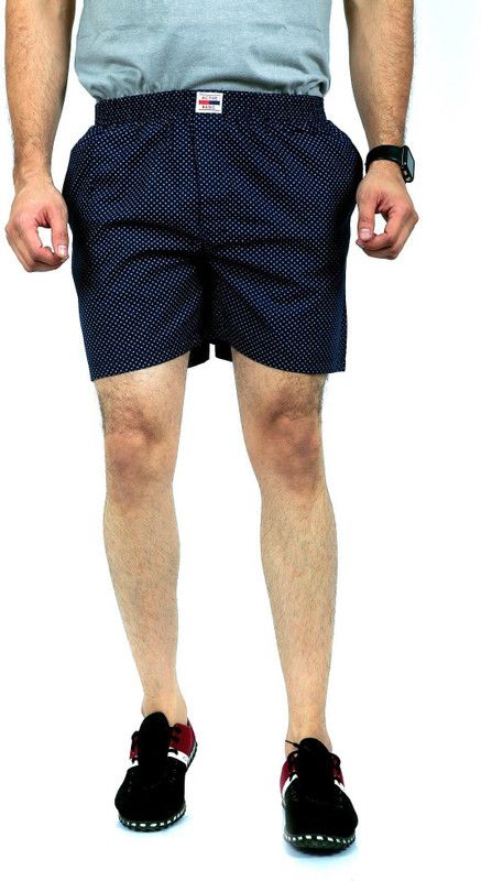 Polka Print Men Blue Boxer Shorts