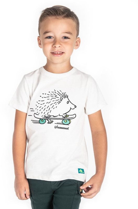 Boys Embroidered Cotton Blend T Shirt  (White, Pack of 1)