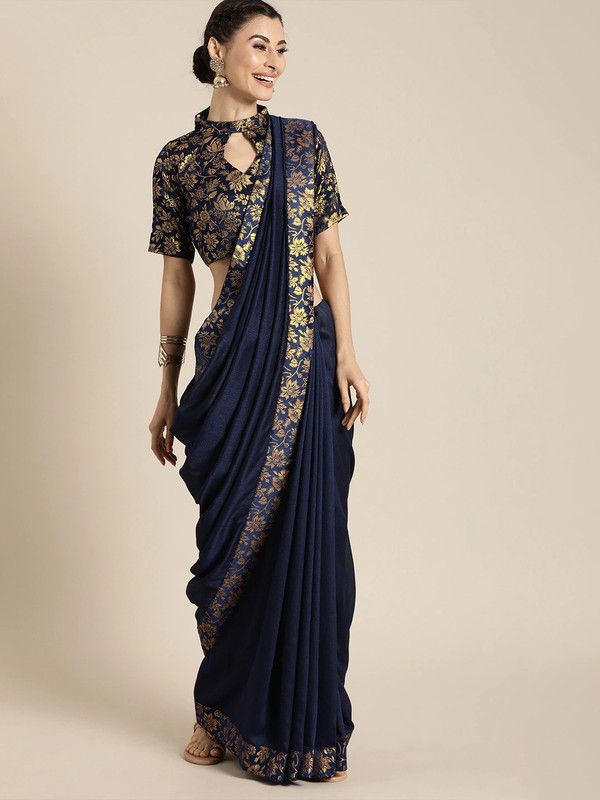 Woven Bollywood Art Silk, Cotton Silk Saree  (Blue)