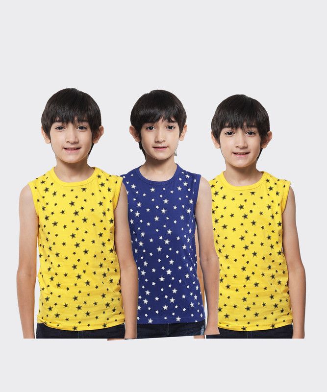 Vest For Boys Cotton  (Multicolor, Pack of 3)