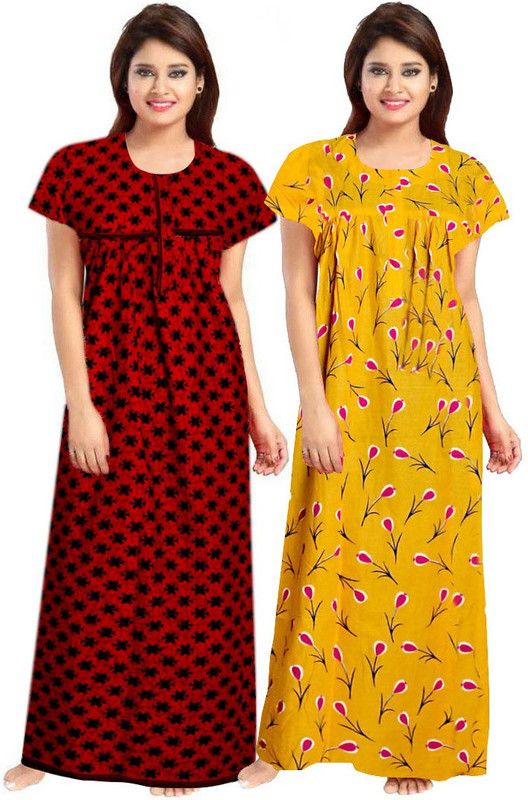 Pack of 2 Women Nighty Set  (Multicolor)