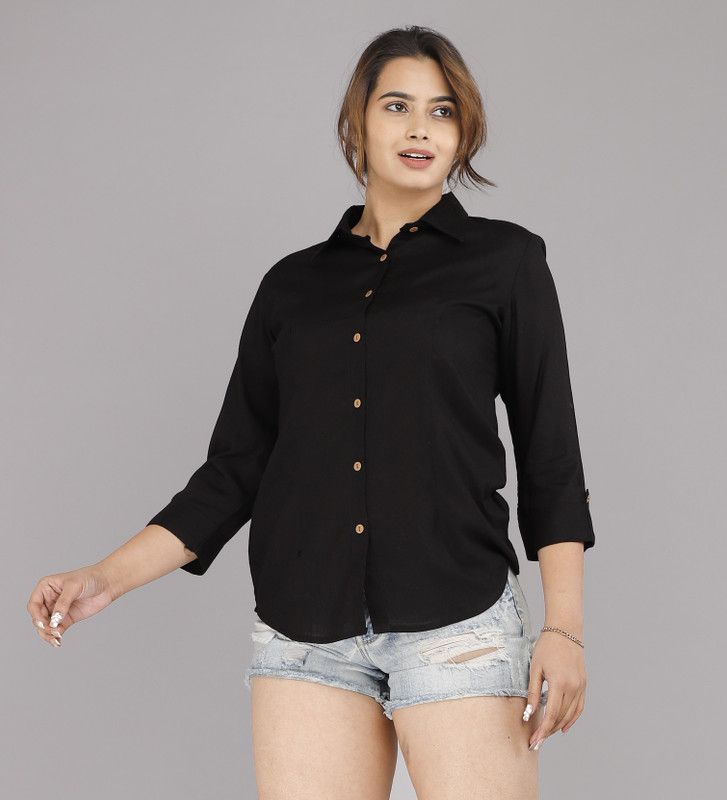 Women Regular Fit Solid Casual Shirt