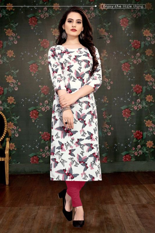 Women Floral Print Kurta  (Light Blue)