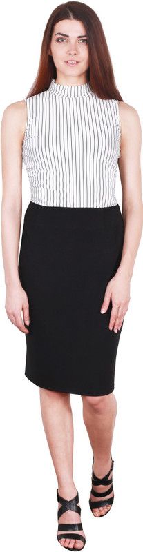 Formal Sleeveless Striped Women White Top