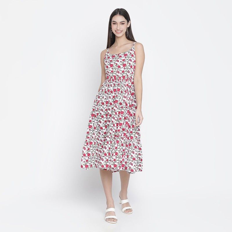 Women Skater Red, White Dress