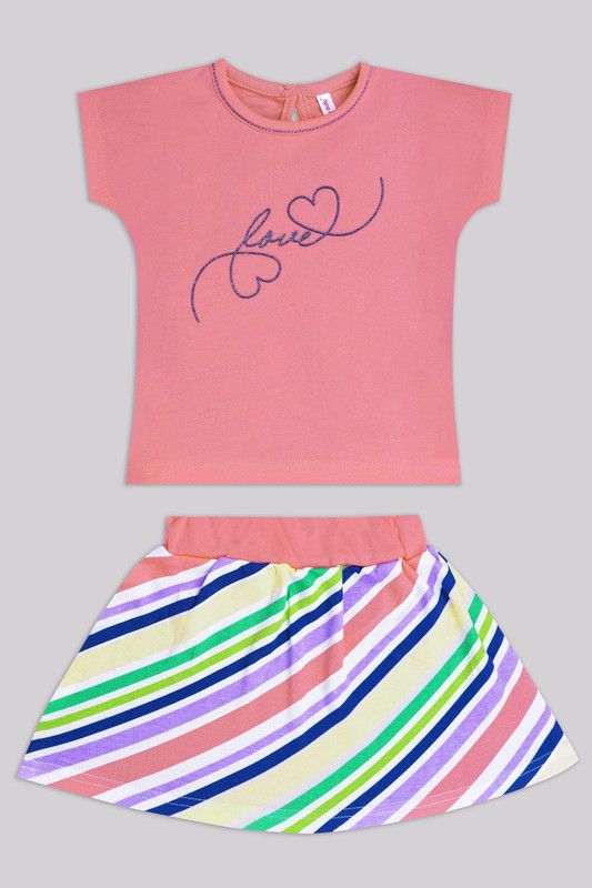 Baby Girls Casual Top Skirt  (Red)