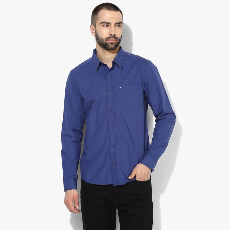 | Men Regular Fit Solid Button Down Collar Casual Shirt