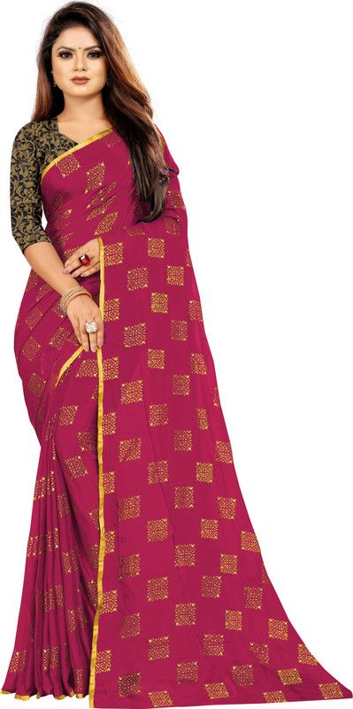 Woven Fashion Chiffon Saree  (Pink)