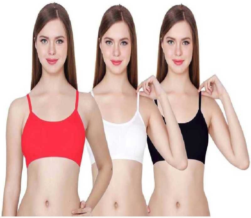 Pack of 3 Women Bralette Lightly Padded Bra  (Black, Red, White)