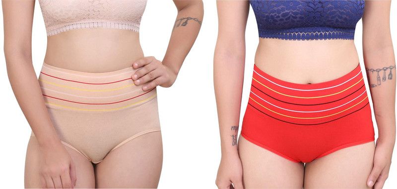 Pack of 2 Women Hipster Beige, Red Panty