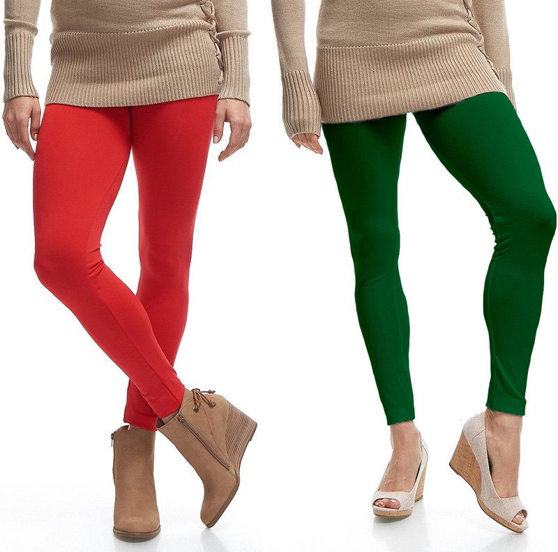 Omikka Churidar Ethnic Wear Legging  (Red, Solid)