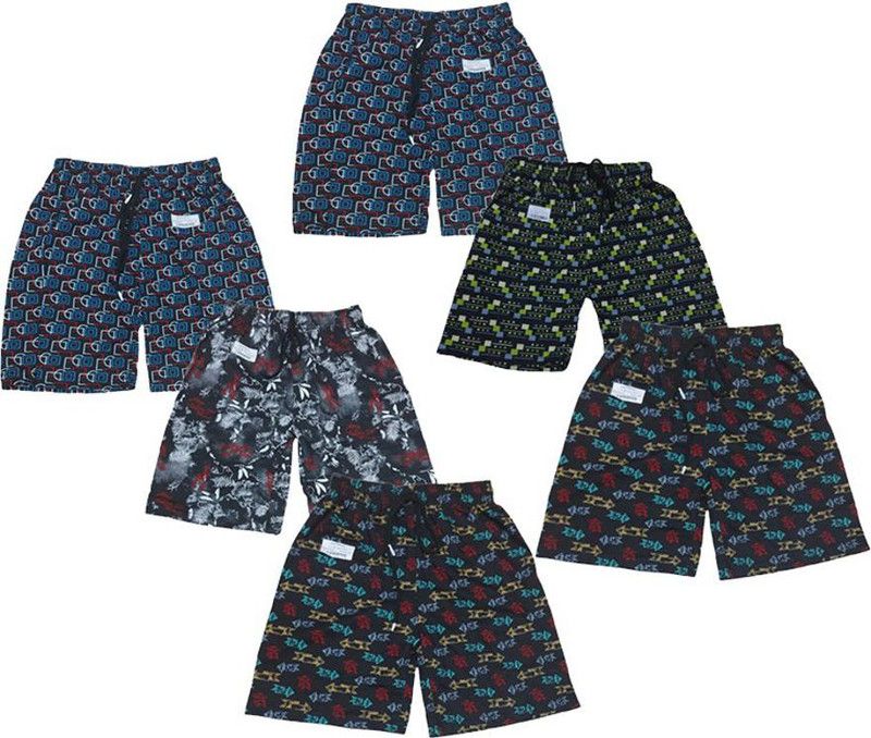 Short For Boys Casual Printed Pure Cotton  (Multicolor, Pack of 6)