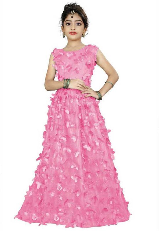 Girls Lehenga Choli Ethnic Wear Embroidered Lehenga & Kurta  (Pink, Pack of 1)