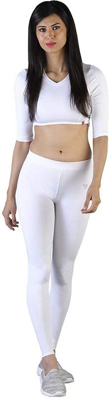 Grow To Shine Ankle Length Western Wear Legging  (White, Solid)
