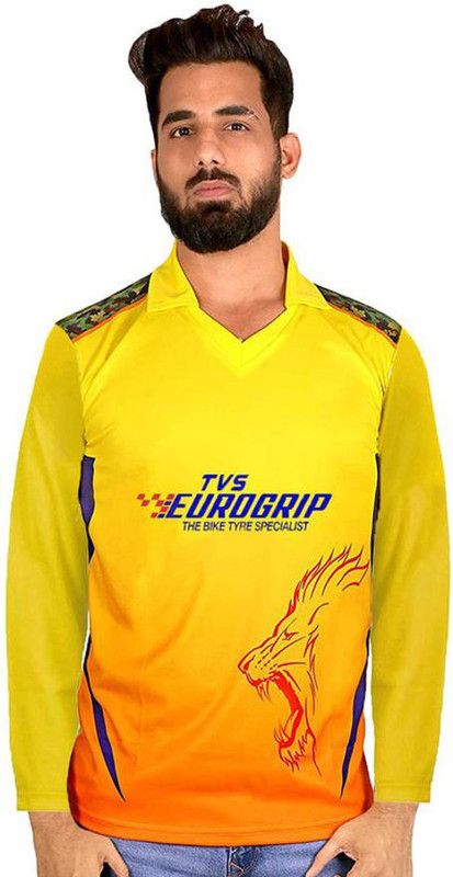 Men Printed, Typography Round Neck Polyester Yellow T-Shirt