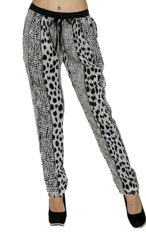 Women Regular Fit Black, Grey Polycotton Trousers