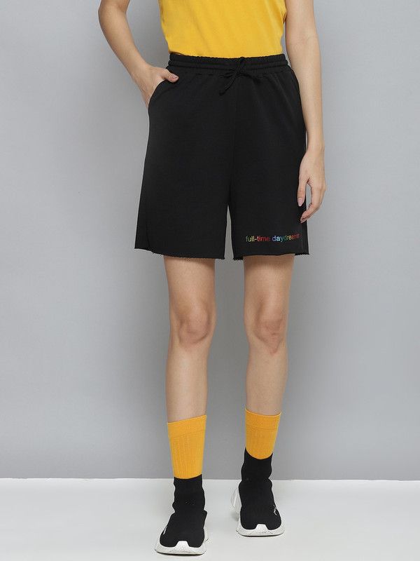 Printed Women Black Casual Shorts