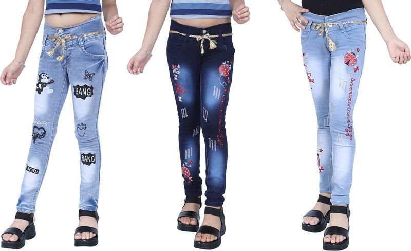 Regular Girls Light Blue Jeans  (Pack of 3)