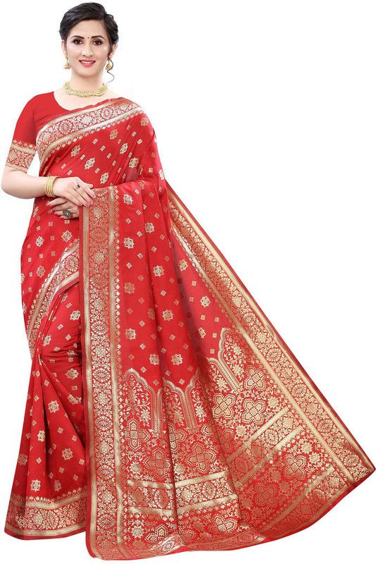 Self Design, Woven Banarasi Jacquard, Art Silk Saree  (Red)