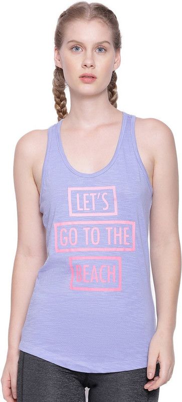Casual Sleeveless Printed Women Blue Top