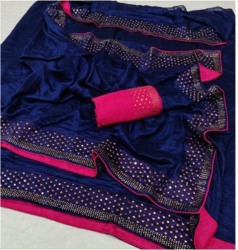 Fashion Art Silk Saree  (Blue, Pink)