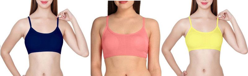 Pack of 3 Women Bralette Lightly Padded Bra  (Dark Blue, Light Blue, Pink)