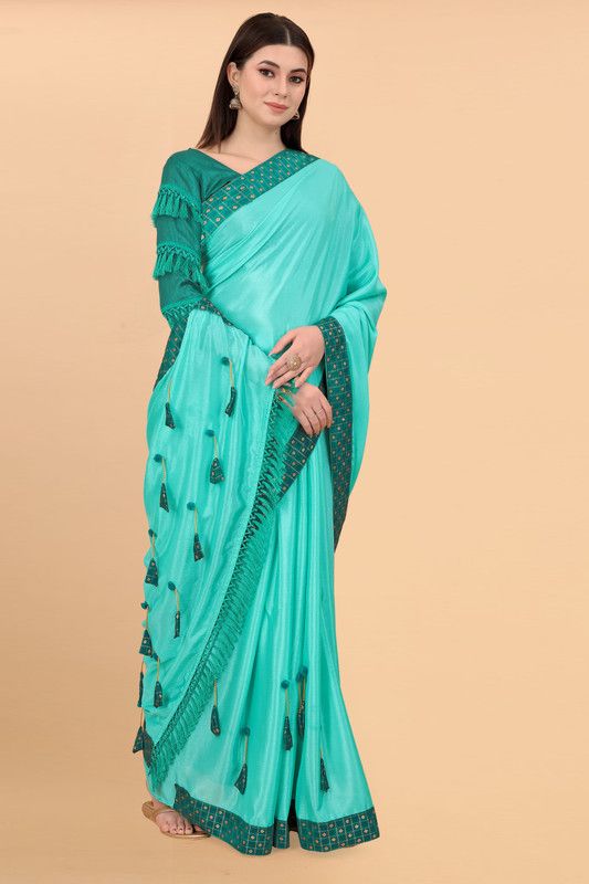 Woven Bollywood Chanderi Saree  (Light Green)