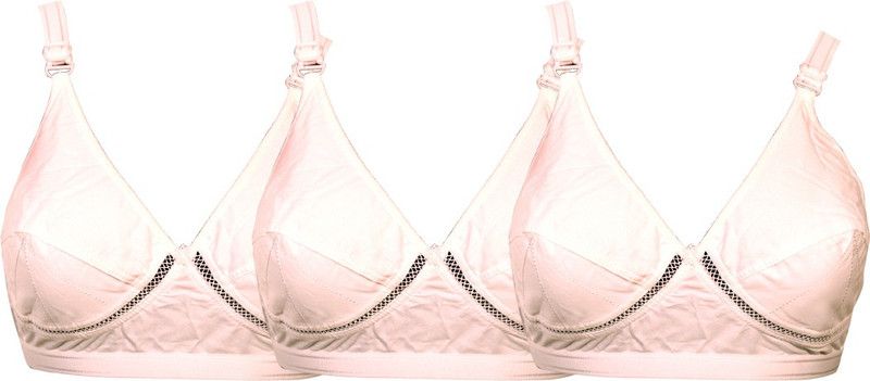 Women`s Cotton No Padded Wirefree T-Shirt Push-up Everyday Bra Women T-Shirt Non Padded Bra  (White)