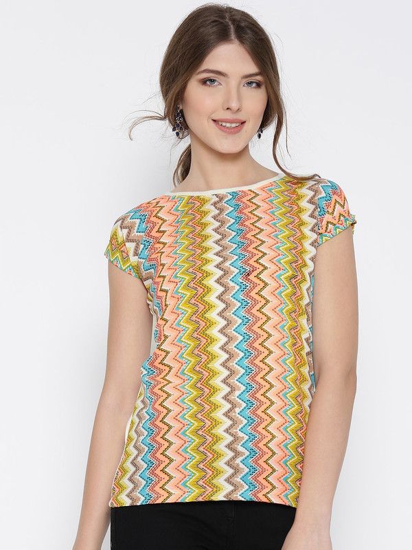 Casual Regular Sleeves Printed Women White, Blue, Yellow Top