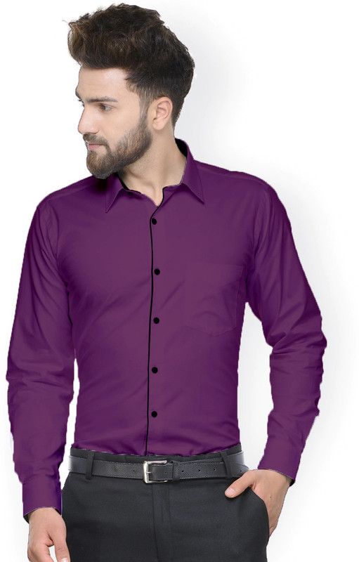 Men Regular, Slim Fit Solid Spread Collar Formal Shirt
