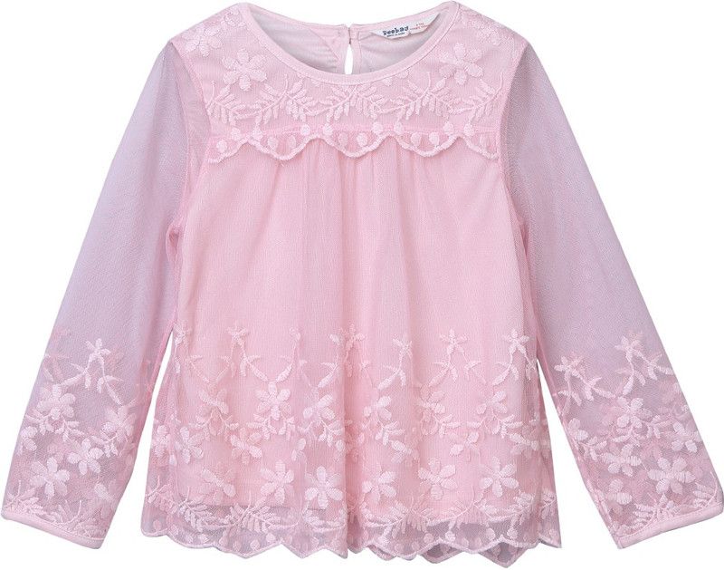 Girls Party Polycotton Top  (Pink, Pack of 1)